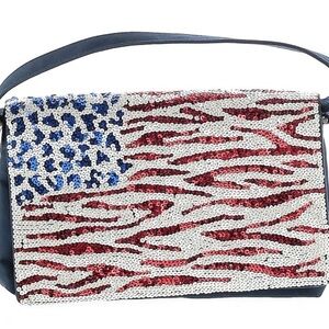 Pre-loved and Stunning Designer Sequin American Flag Design Pruse Bag
